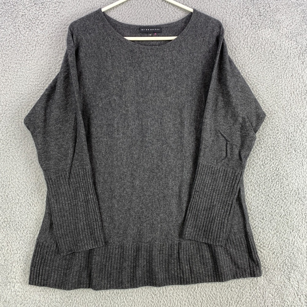 Bryn Walker Sweater‎ Women's Medium Gray Knit Long Sleeve Cashmere Blend